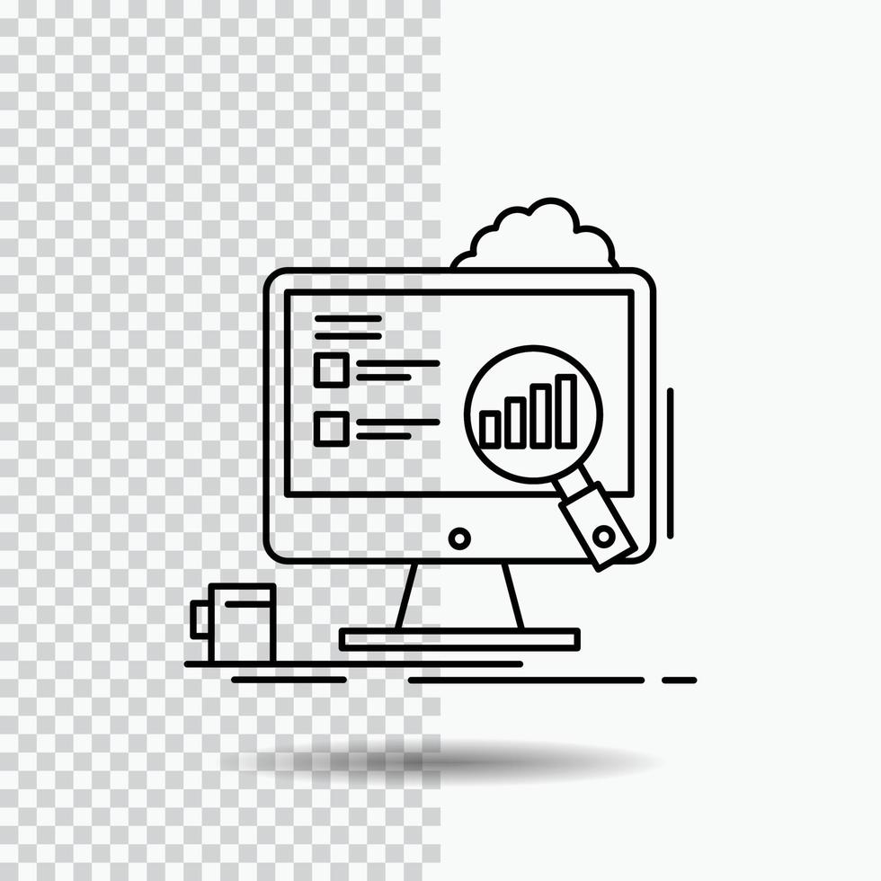 analytics. board. presentation. laptop. statistics Line Icon on Transparent Background. Black Icon Vector Illustration