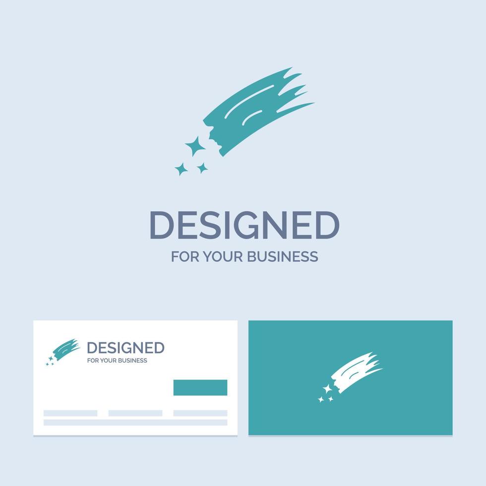 Asteroid. astronomy. meteor. space. comet Business Logo Glyph Icon Symbol for your business. Turquoise Business Cards with Brand logo template. vector