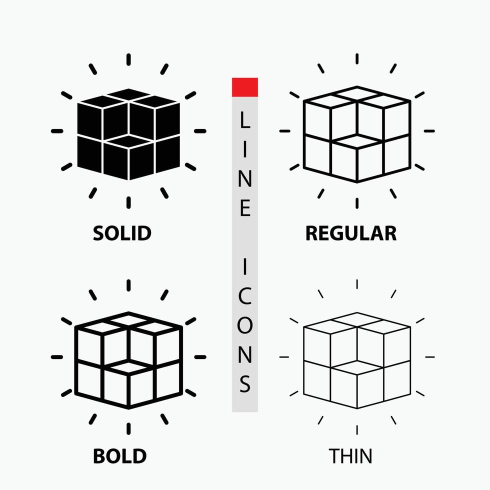 box. labyrinth. puzzle. solution. cube Icon in Thin. Regular. Bold Line and Glyph Style. Vector illustration