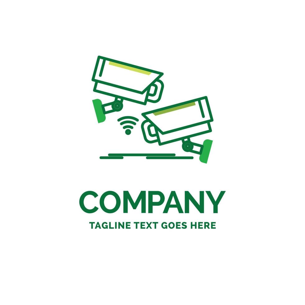 CCTV. Camera. Security. Surveillance. Technology Flat Business Logo template. Creative Green Brand Name Design. vector