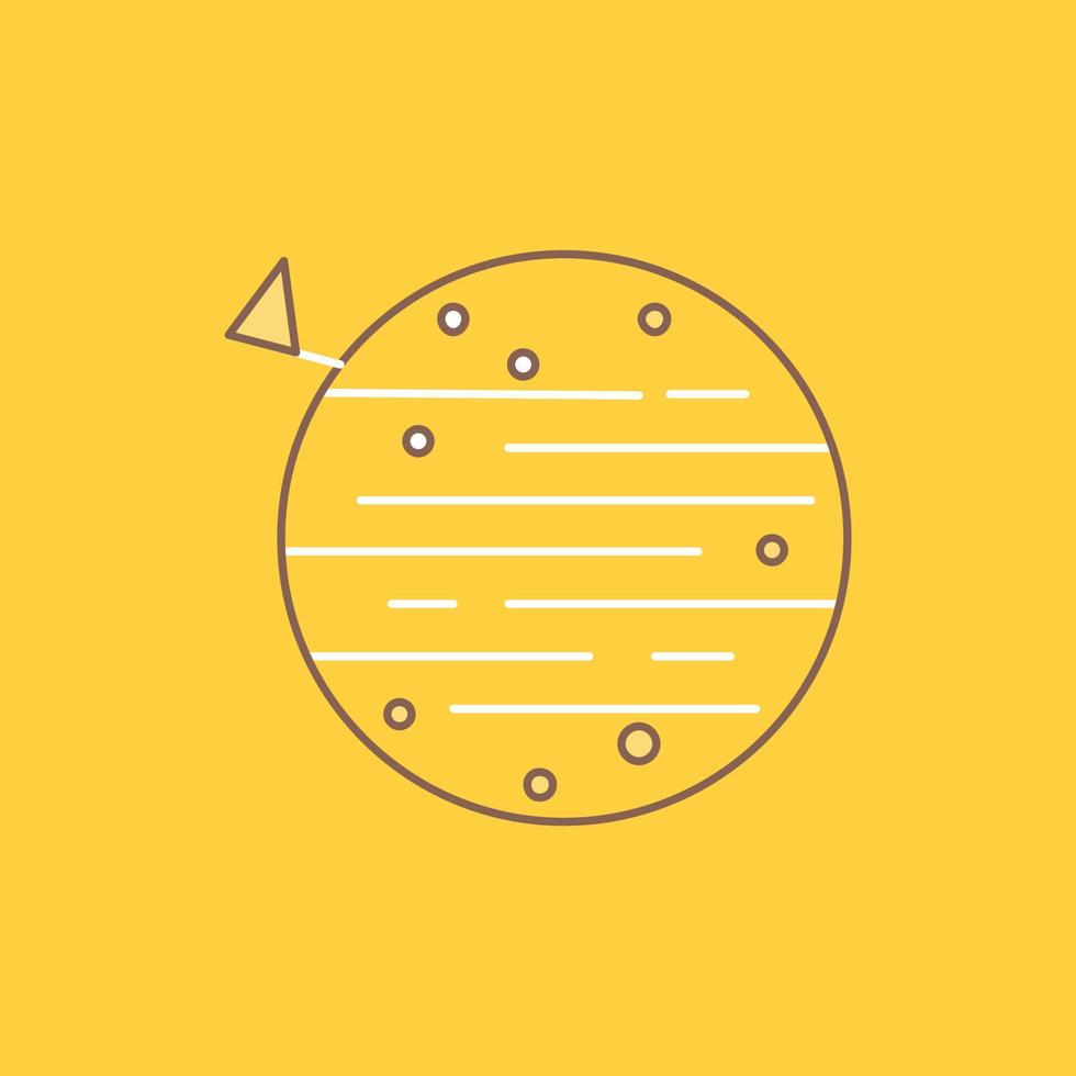 moon. planet. space. squarico. earth Flat Line Filled Icon. Beautiful Logo button over yellow background for UI and UX. website or mobile application vector