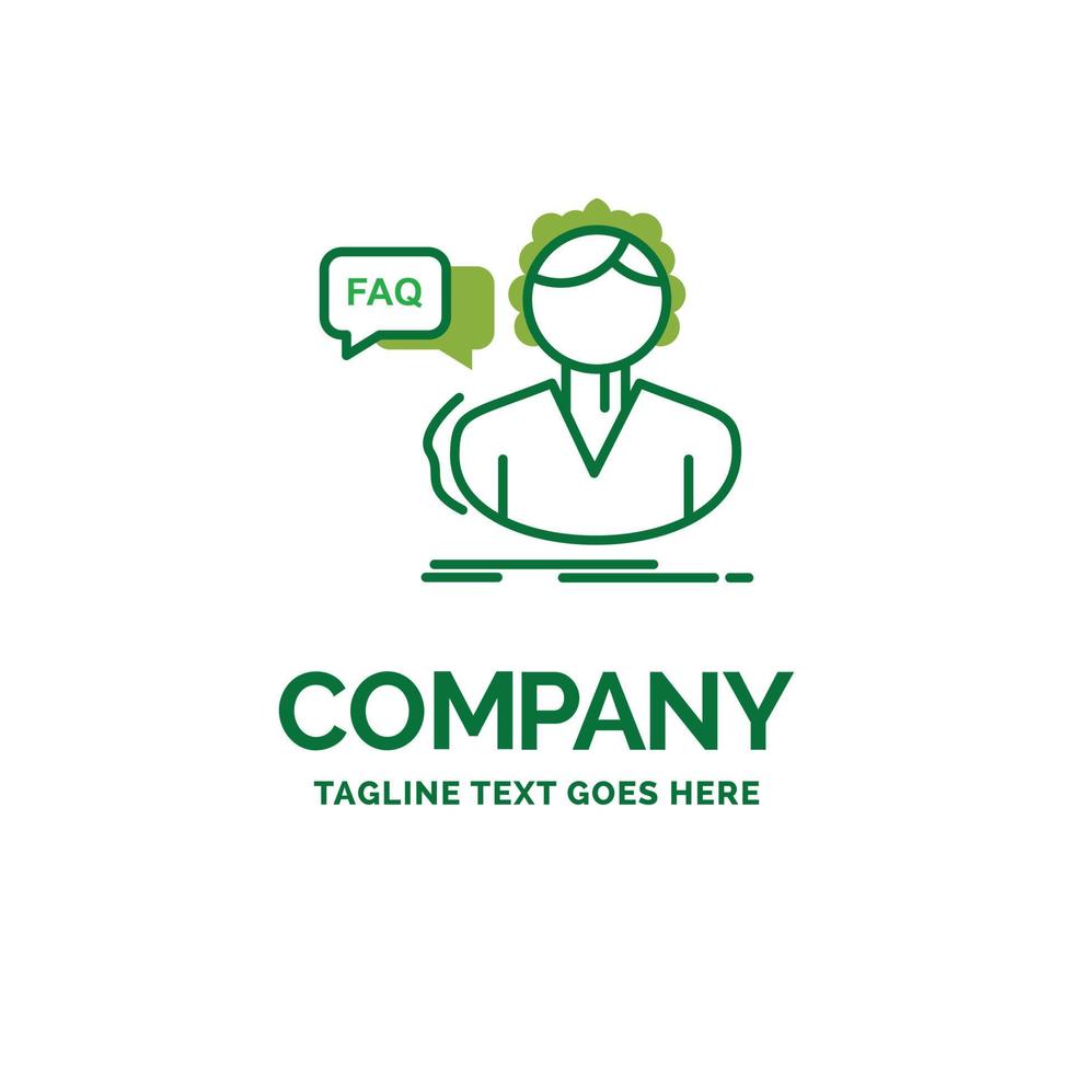 FAQ. Assistance. call. consultation. help Flat Business Logo template. Creative Green Brand Name Design. vector