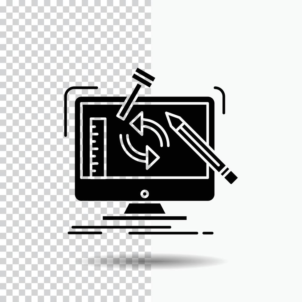 engineering. project. tools. workshop. processing Glyph Icon on Transparent Background. Black Icon vector