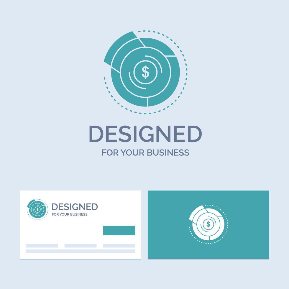 Balance. budget. diagram. financial. graph Business Logo Glyph Icon Symbol for your business. Turquoise Business Cards with Brand logo template. vector