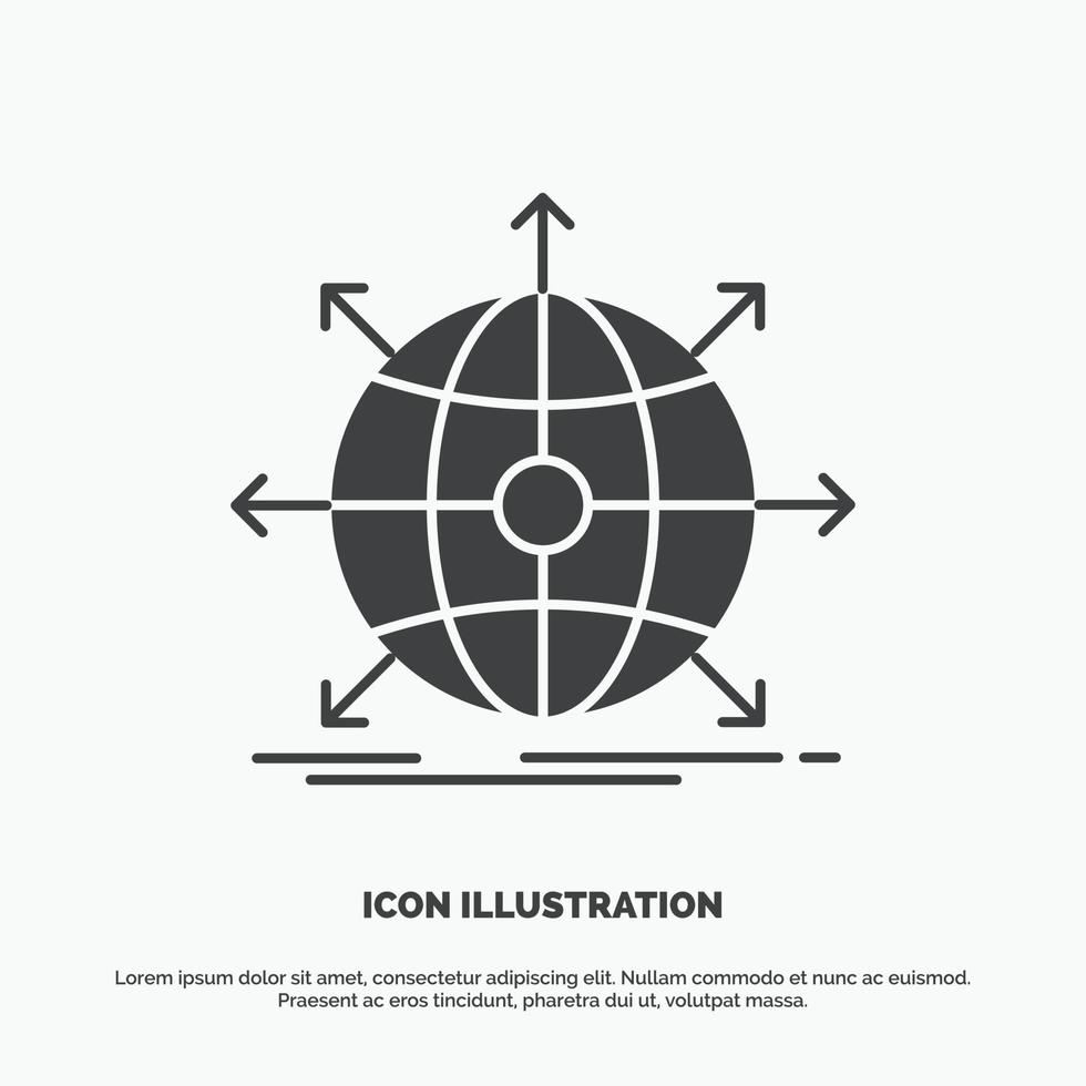 business. global. international. network. web Icon. glyph vector gray symbol for UI and UX. website or mobile application