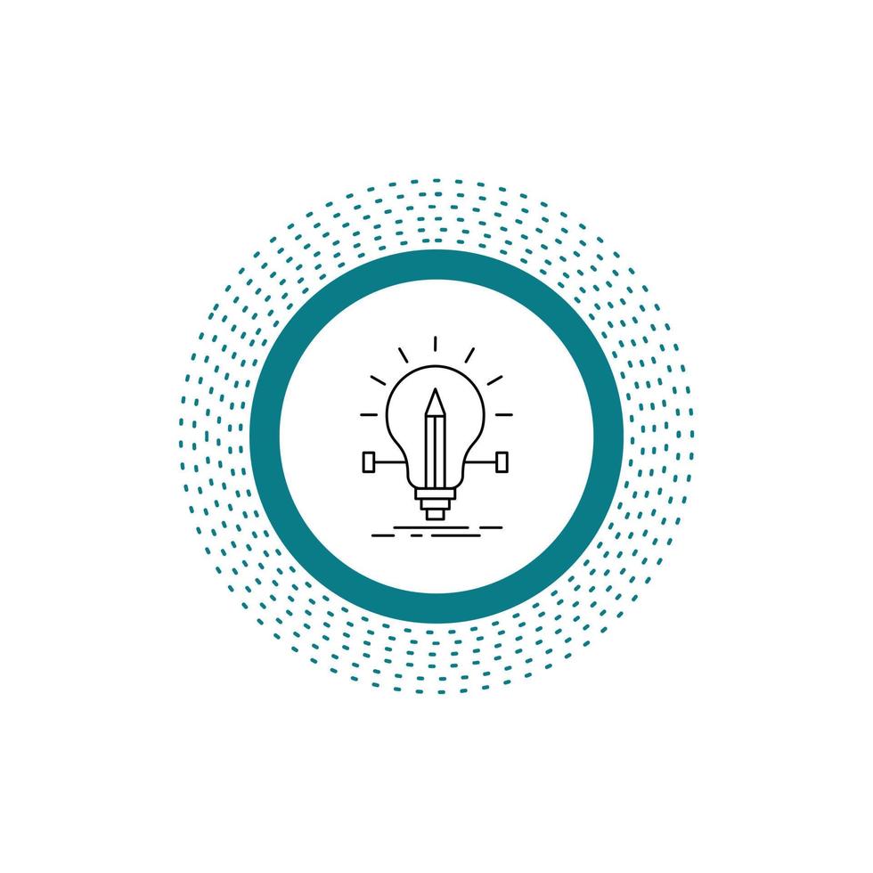 bulb. creative. solution. light. pencil Line Icon. Vector isolated illustration