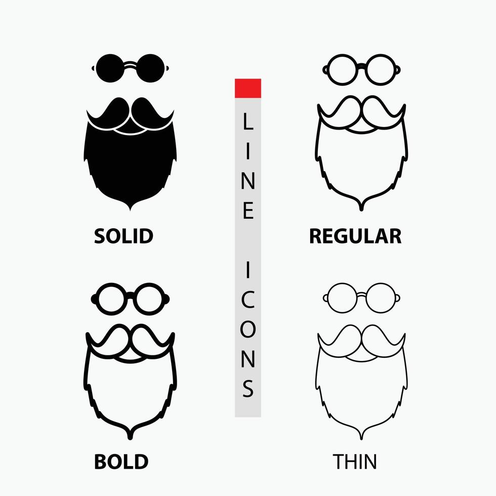 moustache. Hipster. movember. beared. men Icon in Thin. Regular. Bold Line and Glyph Style. Vector illustration