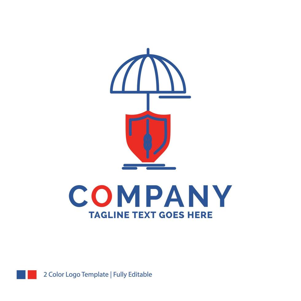 Company Name Logo Design For insurance. protection. safety. digital. shield. Blue and red Brand Name Design with place for Tagline. Abstract Creative Logo template for Small and Large Business. vector