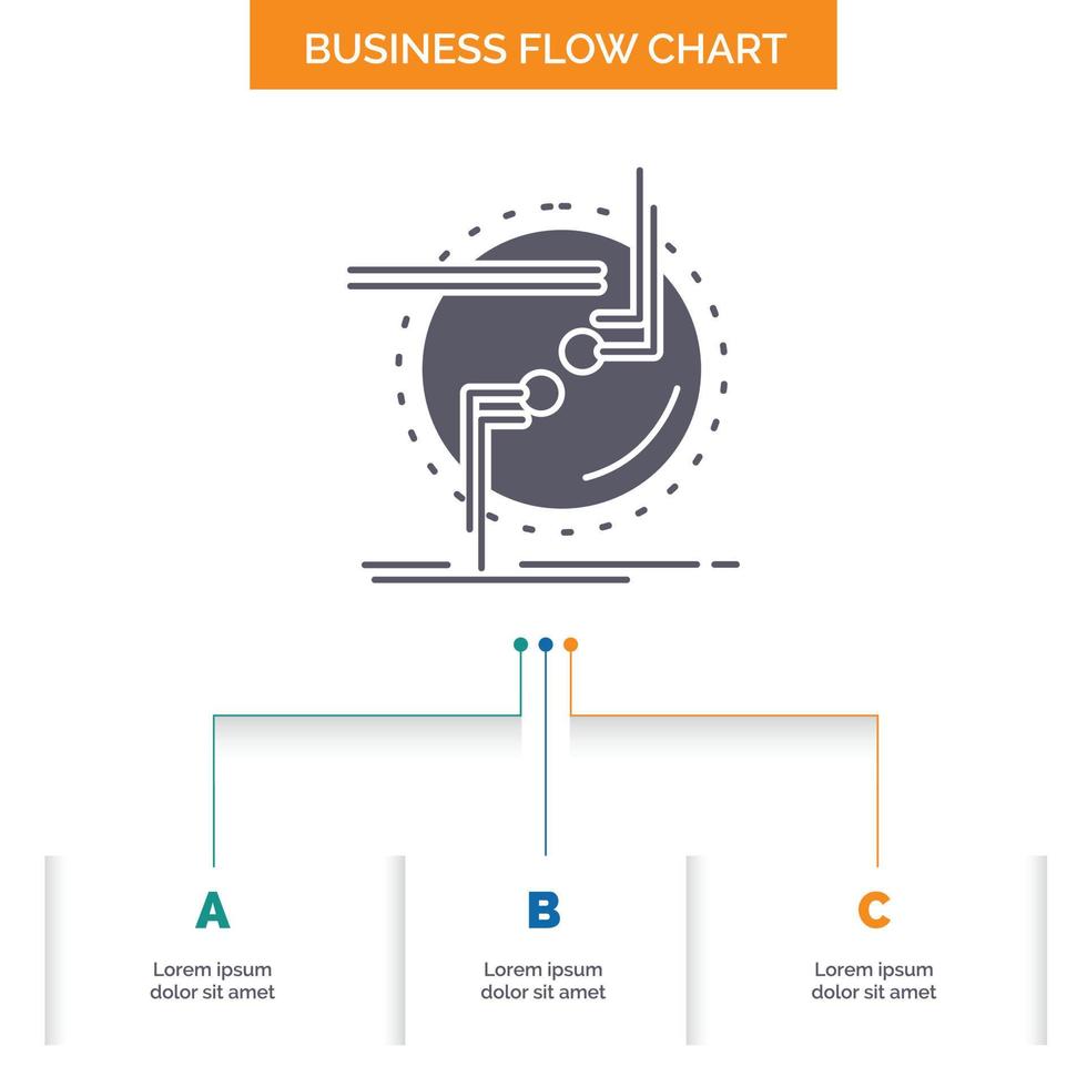 chain. connect. connection. link. wire Business Flow Chart Design with 3 Steps. Glyph Icon For Presentation Background Template Place for text. vector