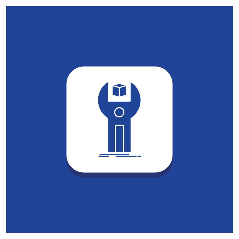 Blue Round Button for SDK. App. development. kit. programming Glyph icon vector