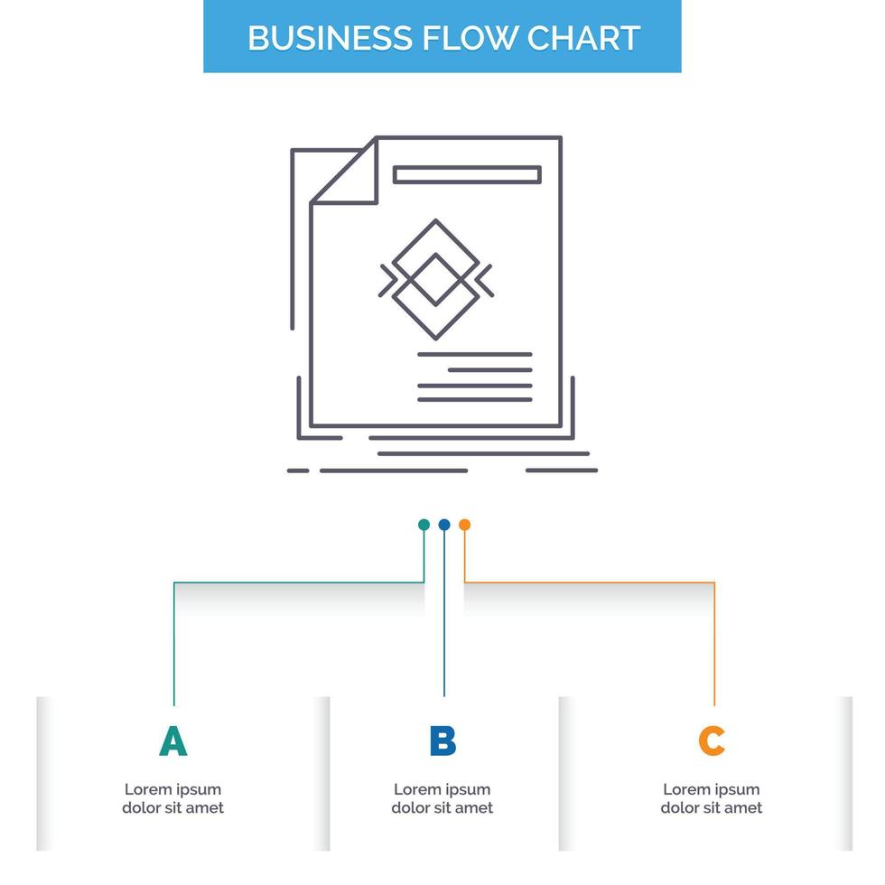 ad. advertisement. leaflet. magazine. page Business Flow Chart Design with 3 Steps. Line Icon For Presentation Background Template Place for text vector