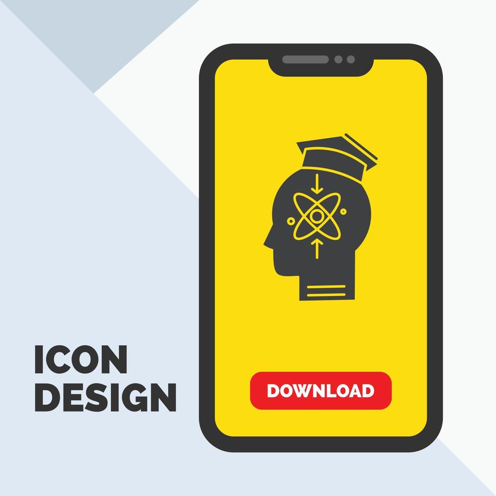 capability. head. human. knowledge. skill Glyph Icon in Mobile for Download Page. Yellow Background vector
