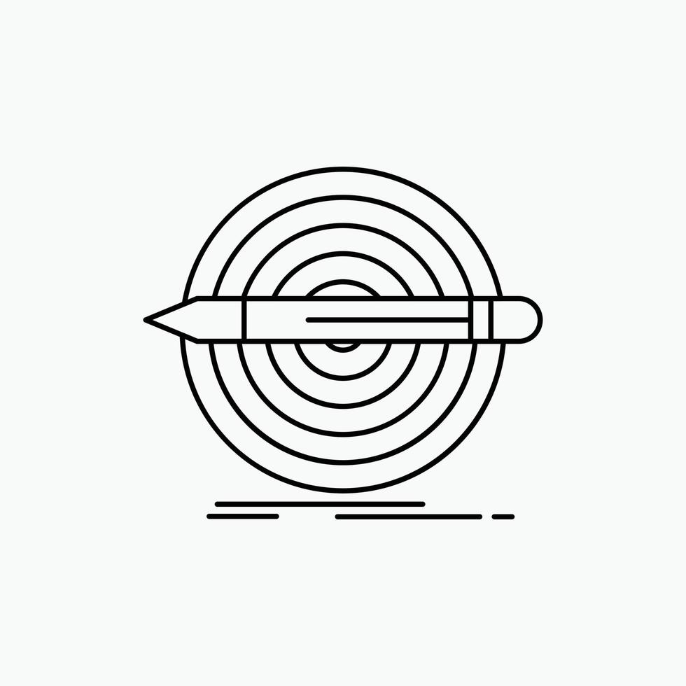 Design. goal. pencil. set. target Line Icon. Vector isolated illustration