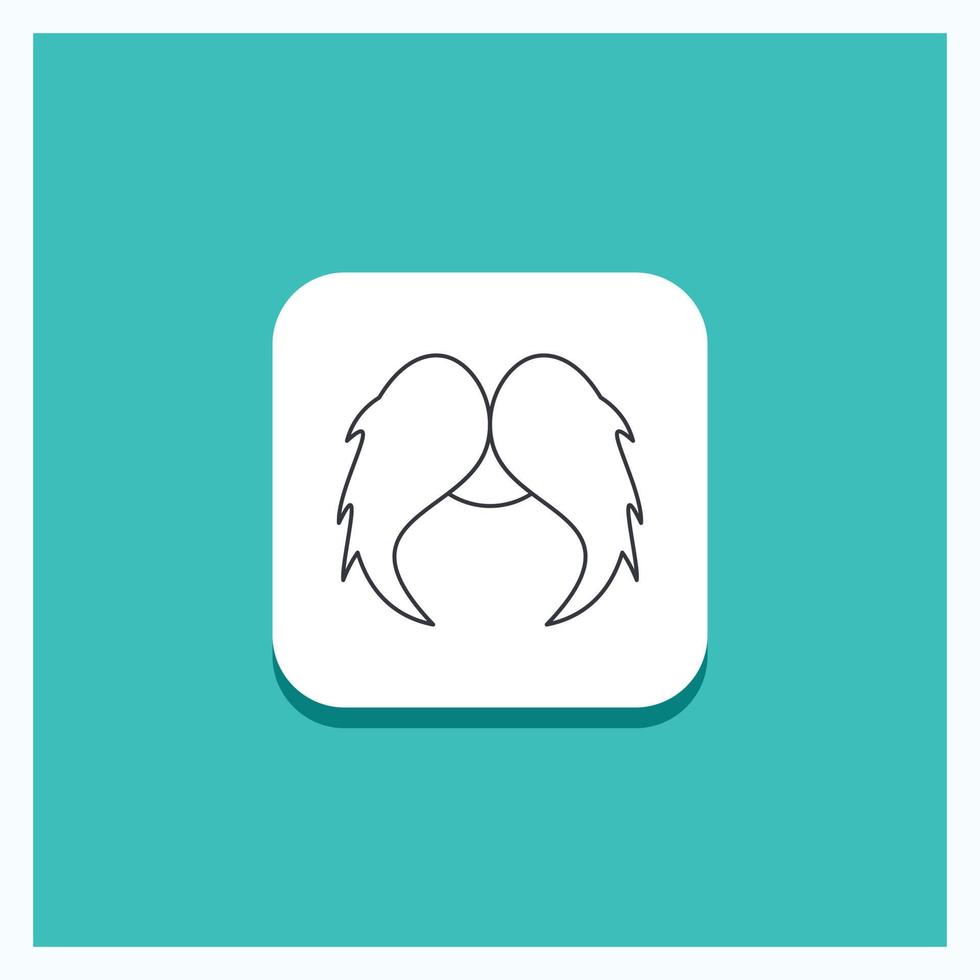 Round Button for moustache. Hipster. movember. male. men Line icon Turquoise Background vector