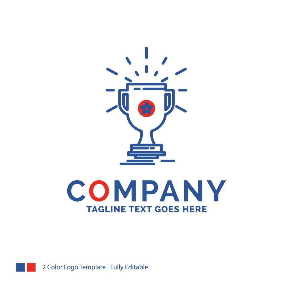 Company Name Logo Design For award. trophy. prize. win. cup. Blue and red Brand Name Design with place for Tagline. Abstract Creative Logo template for Small and Large Business. vector