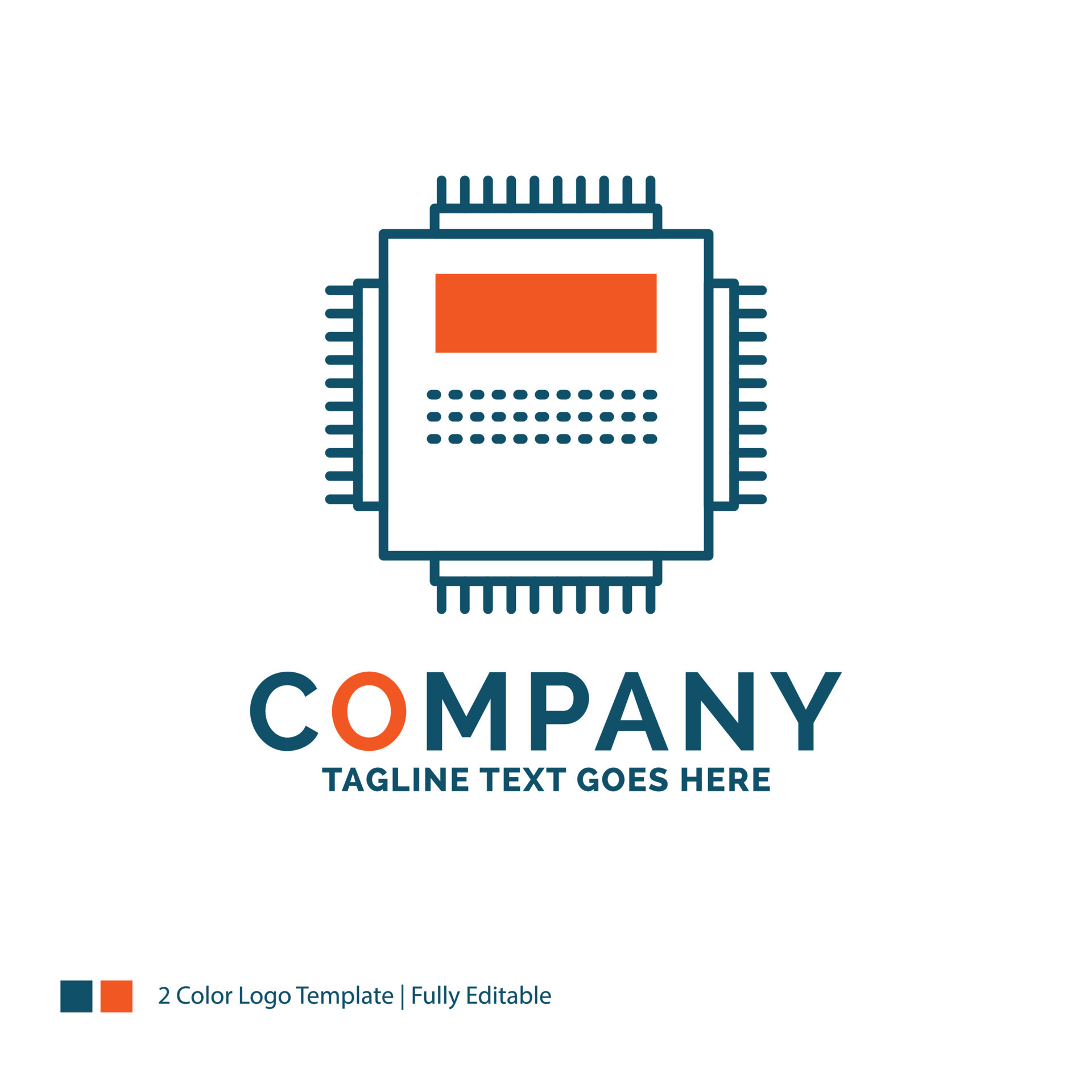 Processor. Hardware. Computer. PC. Technology Logo Design. Blue and