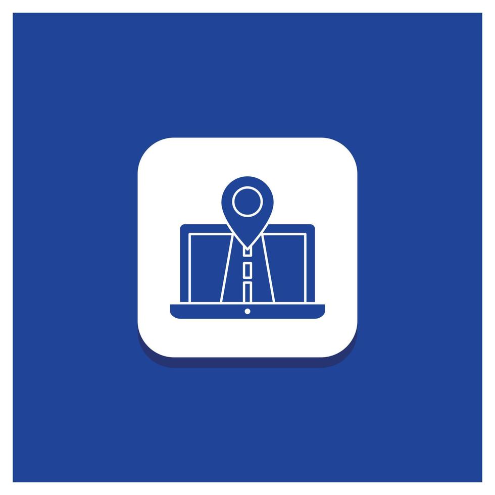 Blue Round Button for Navigation. Map. System. GPS. Route Glyph icon vector