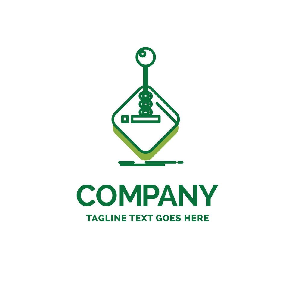 arcade. game. gaming. joystick. stick Flat Business Logo template. Creative Green Brand Name Design. vector