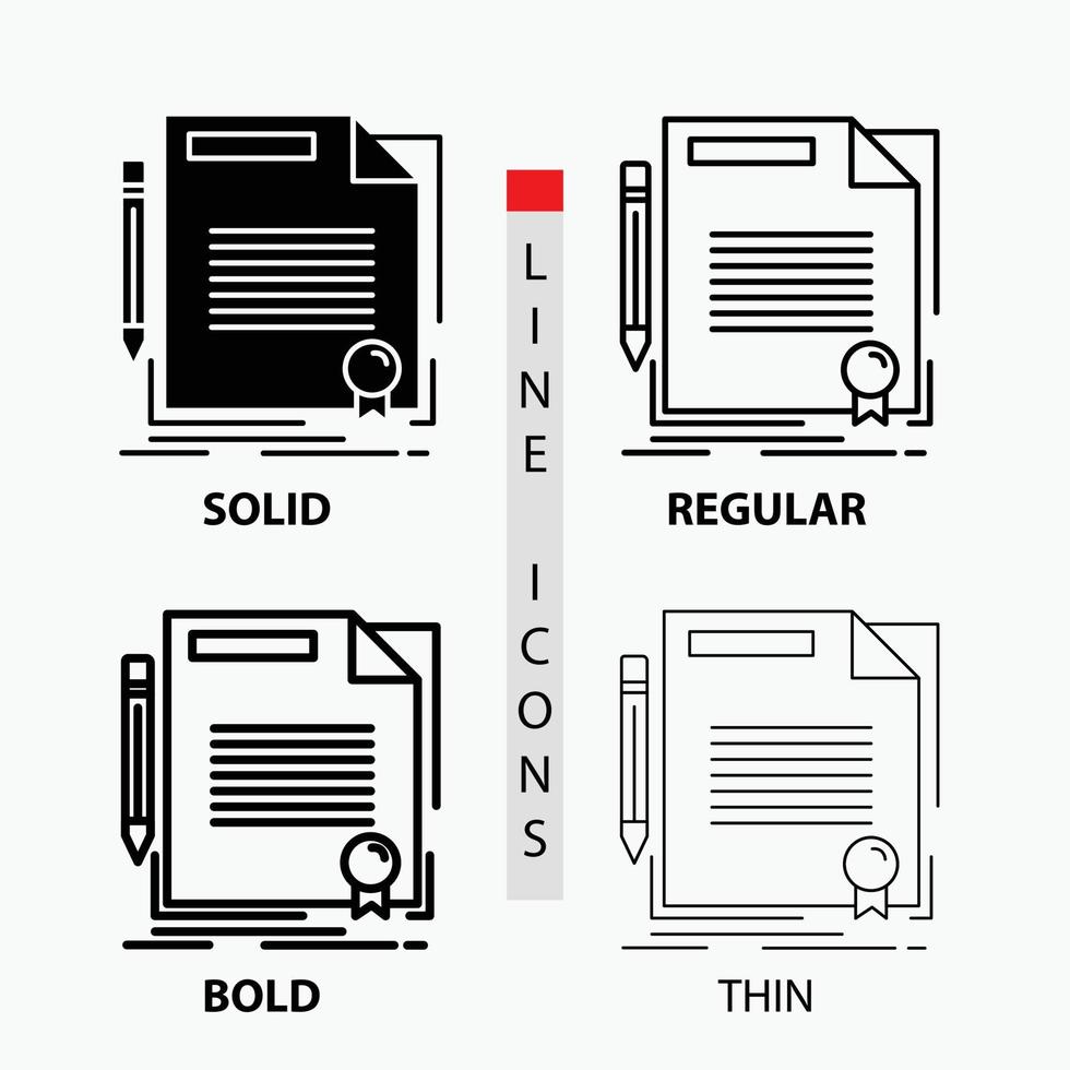 agreement. contract. deal. document. paper Icon in Thin. Regular. Bold Line and Glyph Style. Vector illustration