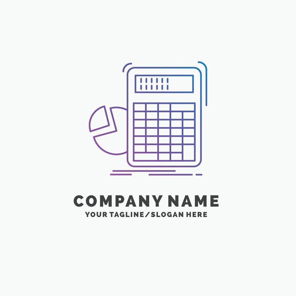 calculator. calculation. math. progress. graph Purple Business Logo Template. Place for Tagline vector