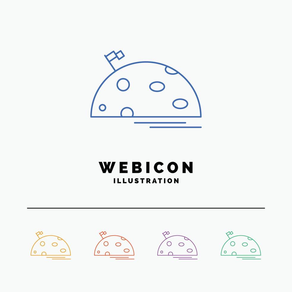 planet. space. moon. flag. mars 5 Color Line Web Icon Template isolated on white. Vector illustration