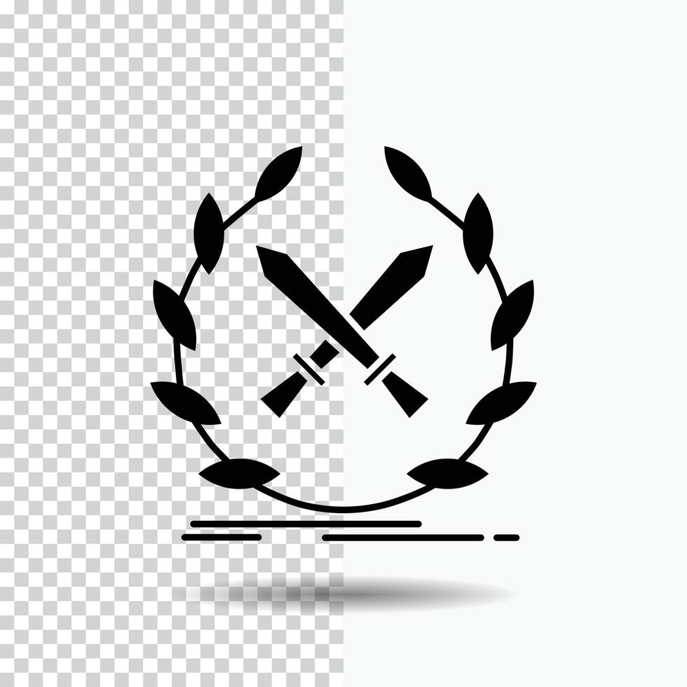 battle. emblem. game. label. swords Glyph Icon on Transparent Background. Black Icon vector