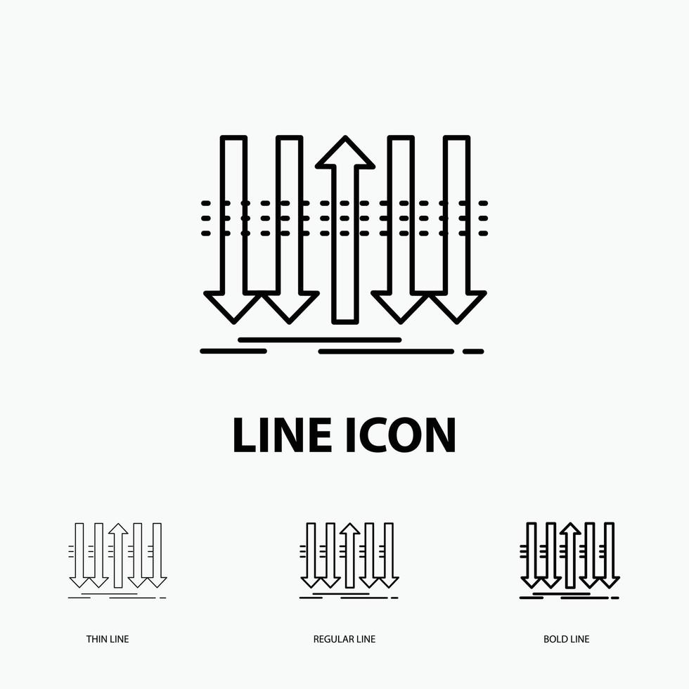 Arrow. business. distinction. forward. individuality Icon in Thin. Regular and Bold Line Style. Vector illustration