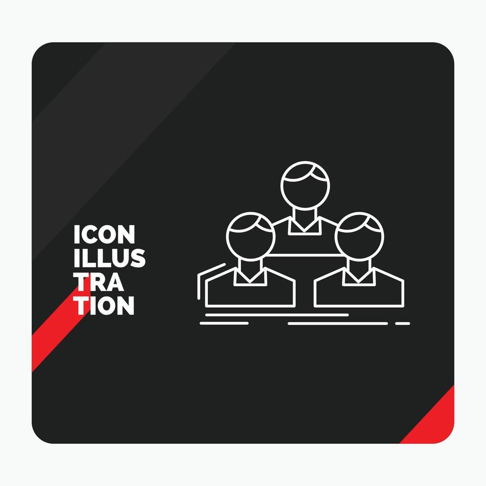 Red and Black Creative presentation Background for Company. employee. group. people. team Line Icon vector