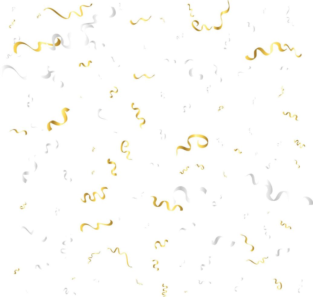 confeti dorado y cinta serpentina cayendo sobre fondo transparente. vector