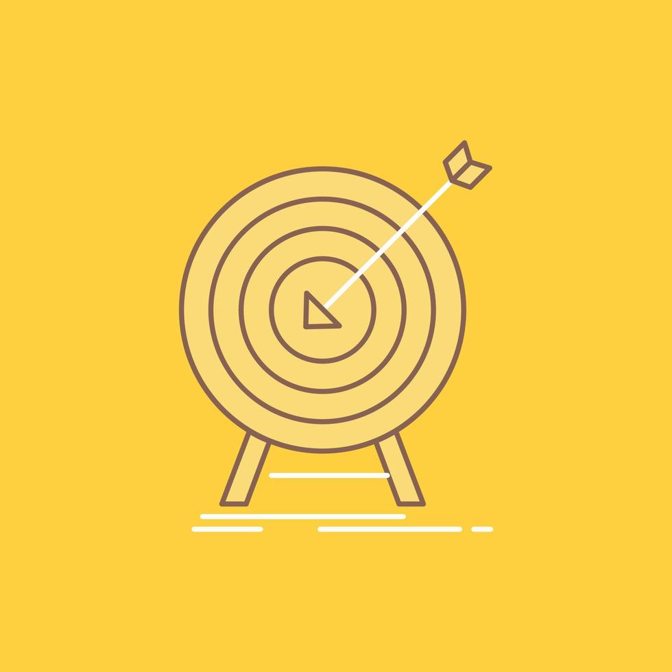 goal. hit. market. success. target Flat Line Filled Icon. Beautiful Logo button over yellow background for UI and UX. website or mobile application vector