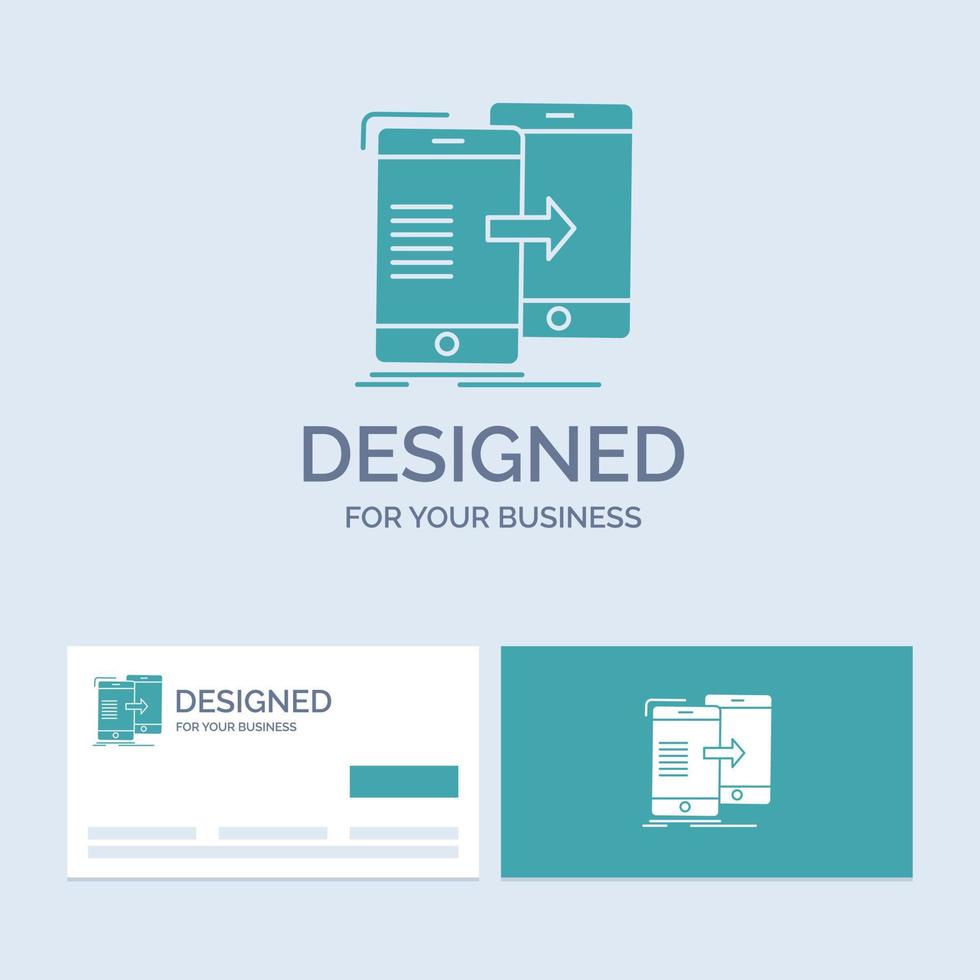 data. Sharing. sync. synchronization. syncing Business Logo Glyph Icon Symbol for your business. Turquoise Business Cards with Brand logo template. vector