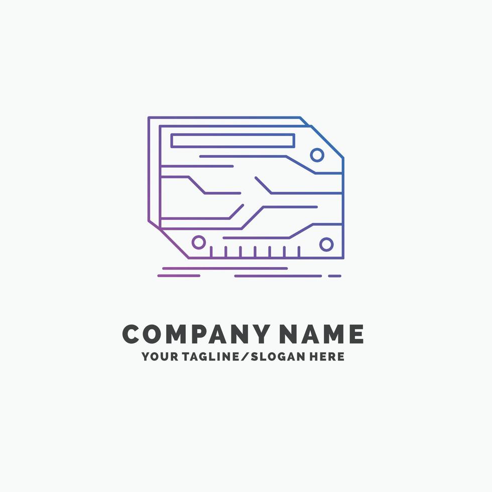 card. component. custom. electronic. memory Purple Business Logo Template. Place for Tagline vector