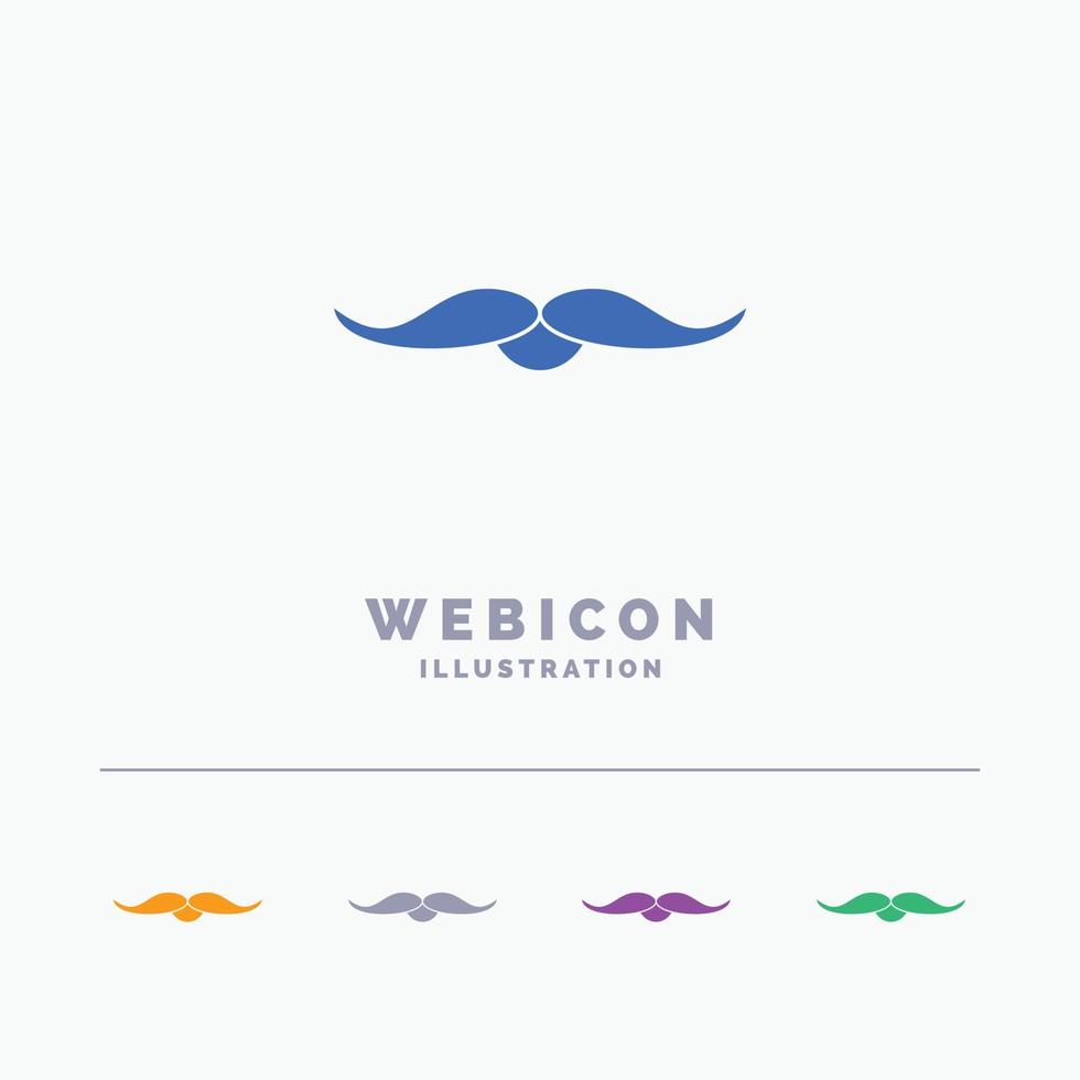 moustache. Hipster. movember. male. men 5 Color Glyph Web Icon Template isolated on white. Vector illustration