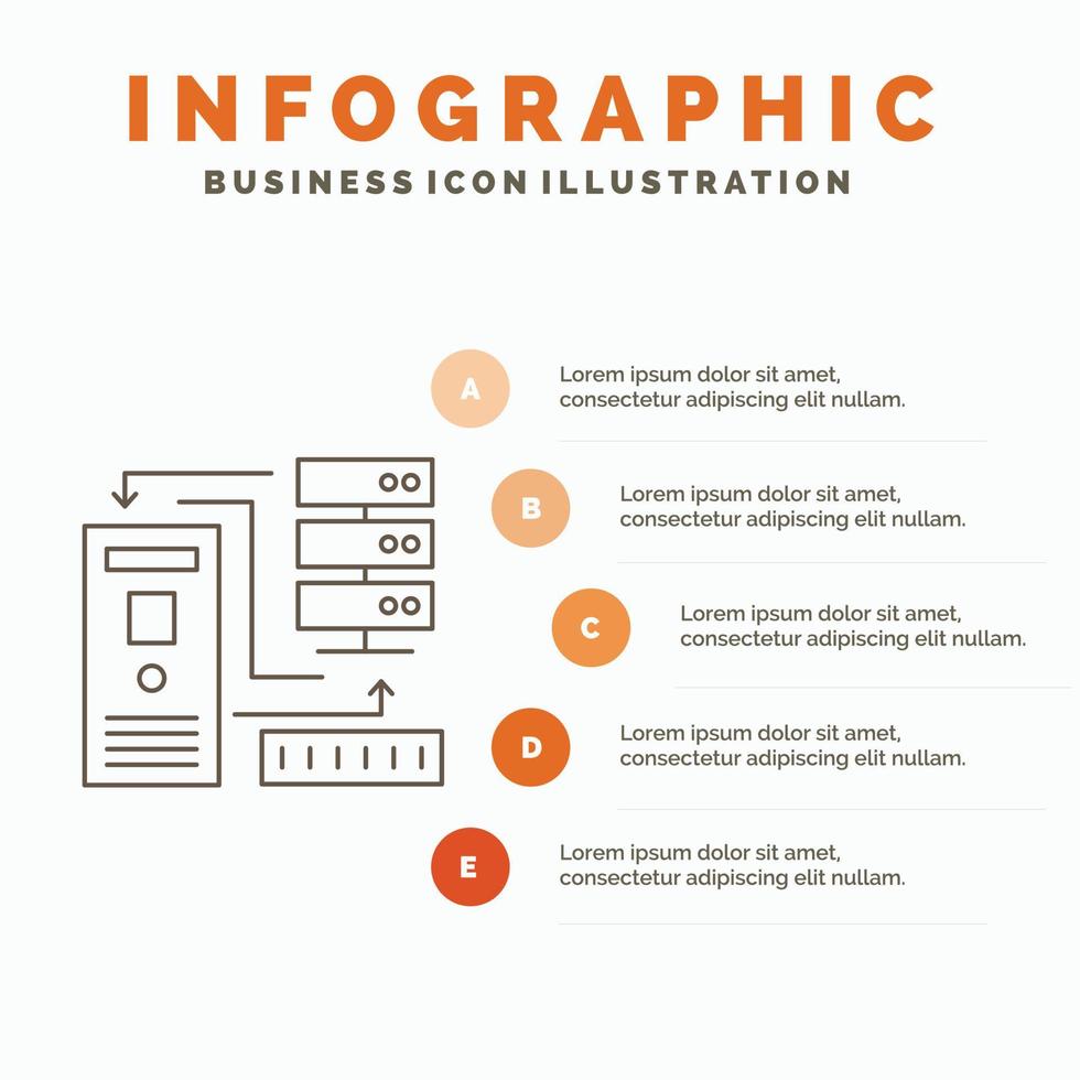 Combination. data. database. electronic. information Infographics Template for Website and Presentation. Line Gray icon with Orange infographic style vector illustration