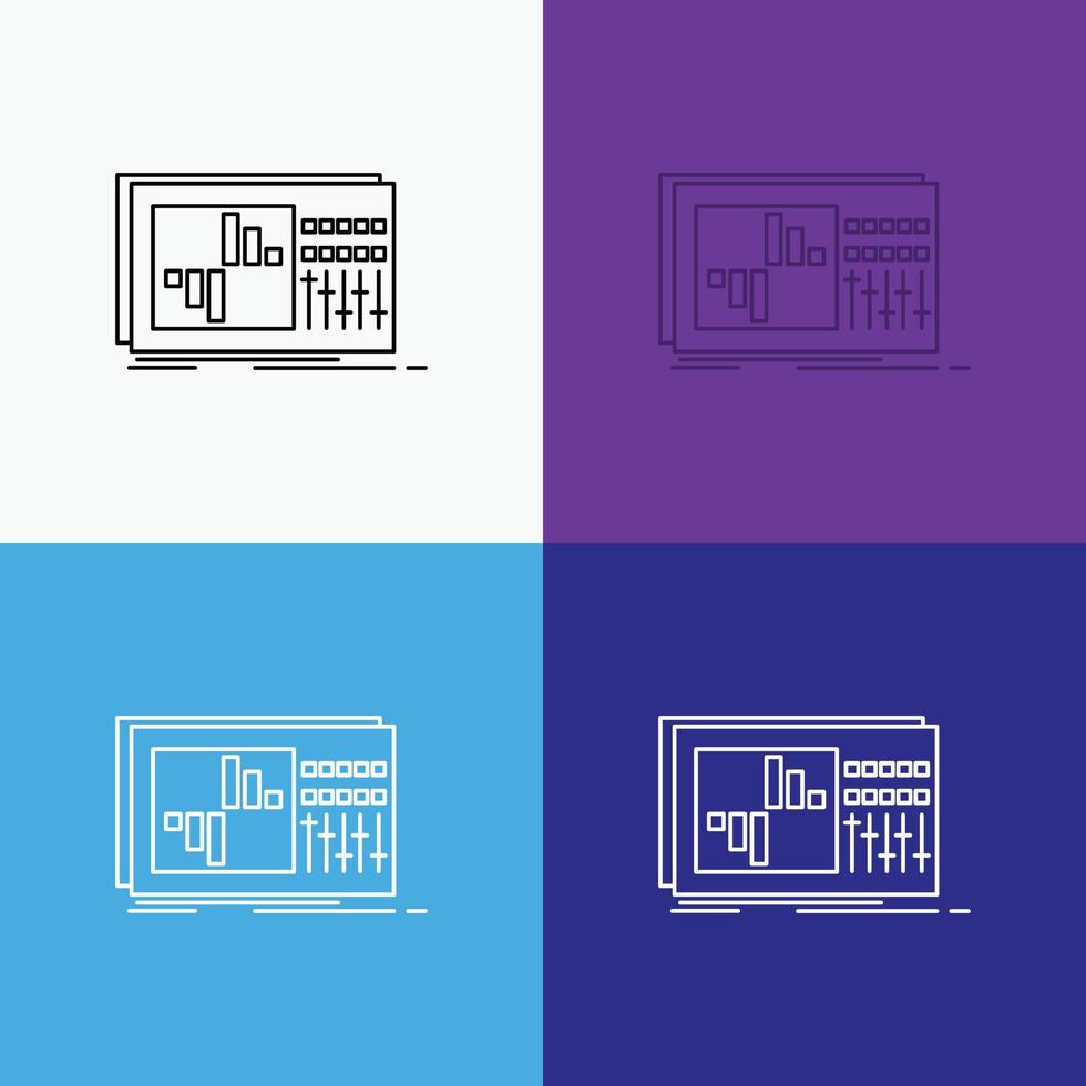 control. equalizer. equalization. sound. studio Icon Over Various Background. Line style design. designed for web and app. Eps 10 vector illustration
