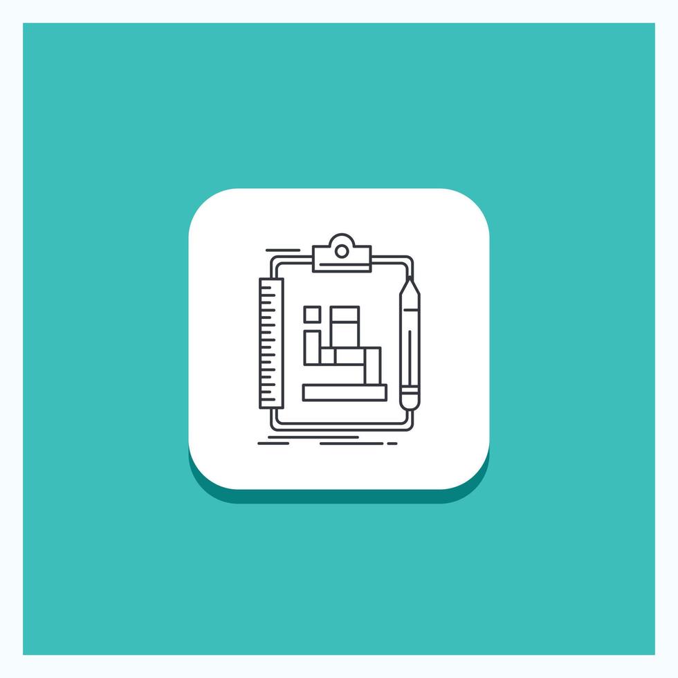 Round Button for Algorithm. process. scheme. work. workflow Line icon Turquoise Background vector