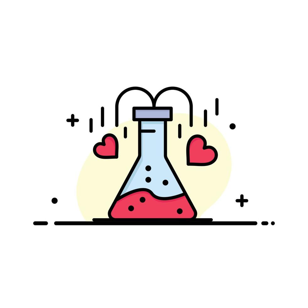 Chemical Flask Heart Love Business Logo Template Flat Color vector