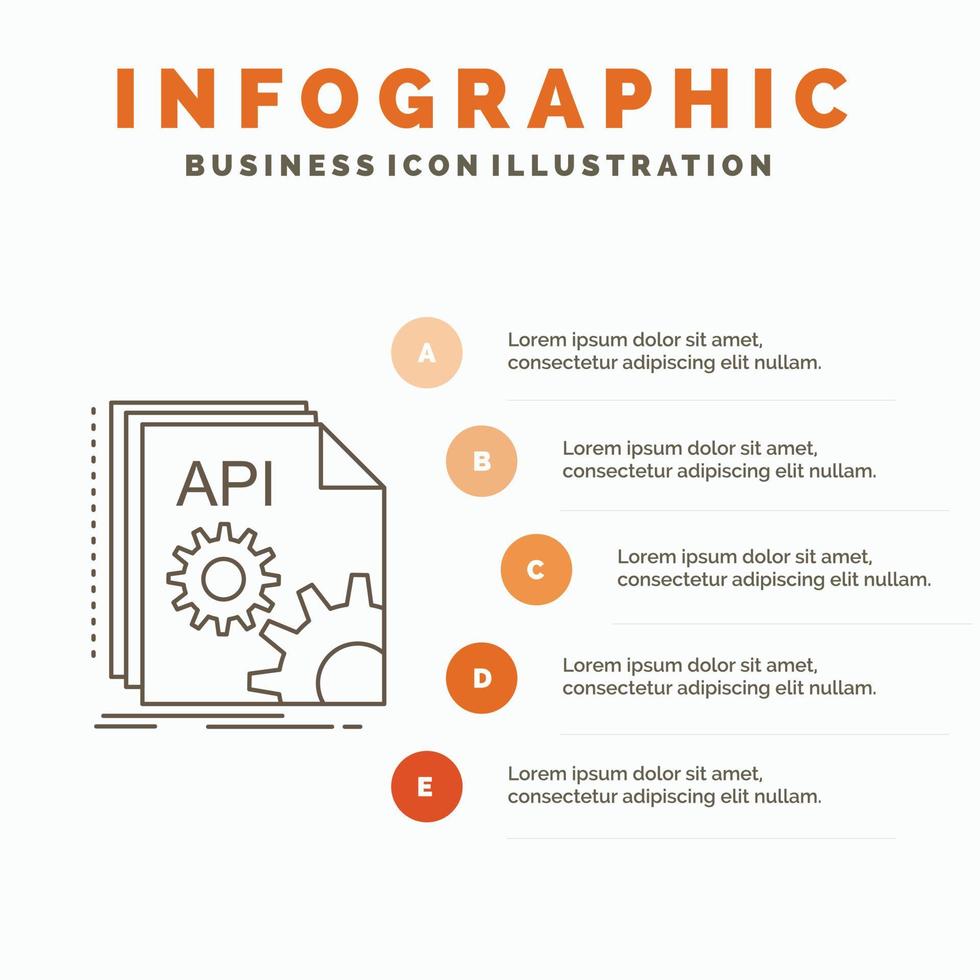 Api. app. coding. developer. software Infographics Template for Website and Presentation. Line Gray icon with Orange infographic style vector illustration