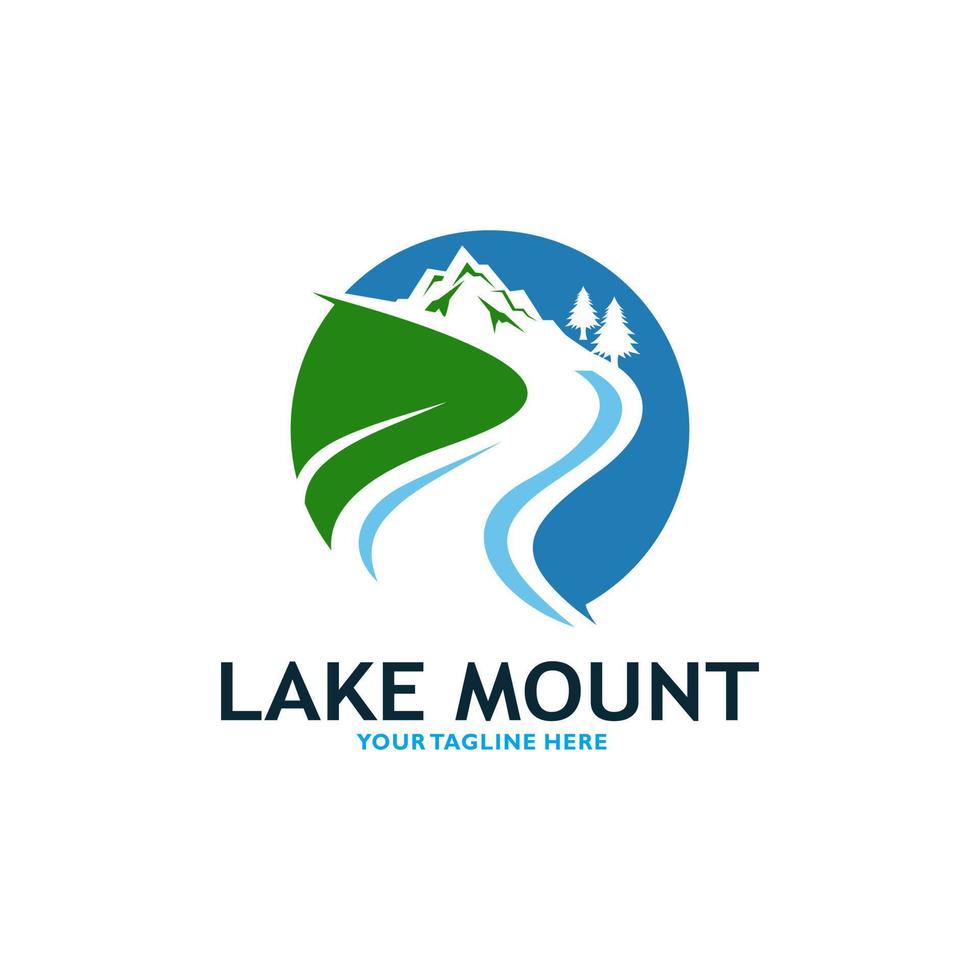 Mountain Lake Logo Nature Landscape Stock Vector illustration