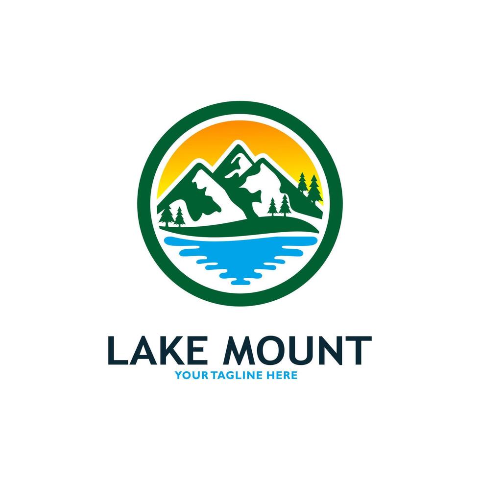 Mountain Lake Logo Nature Landscape Stock Vector illustration