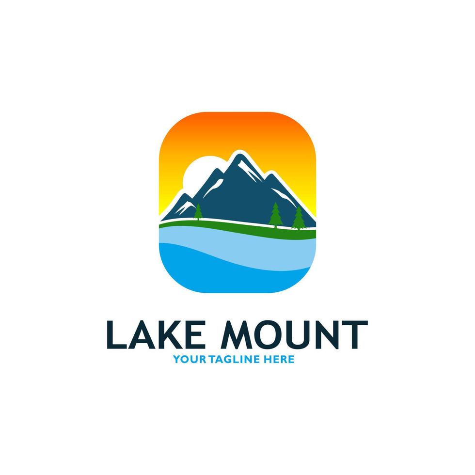 montaña lago logo naturaleza paisaje stock vector ilustración