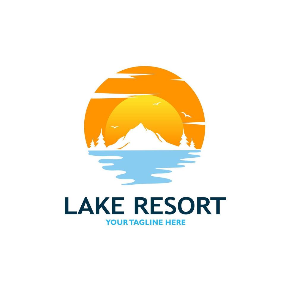 Mountain Lake Logo Nature Landscape Stock Vector illustration