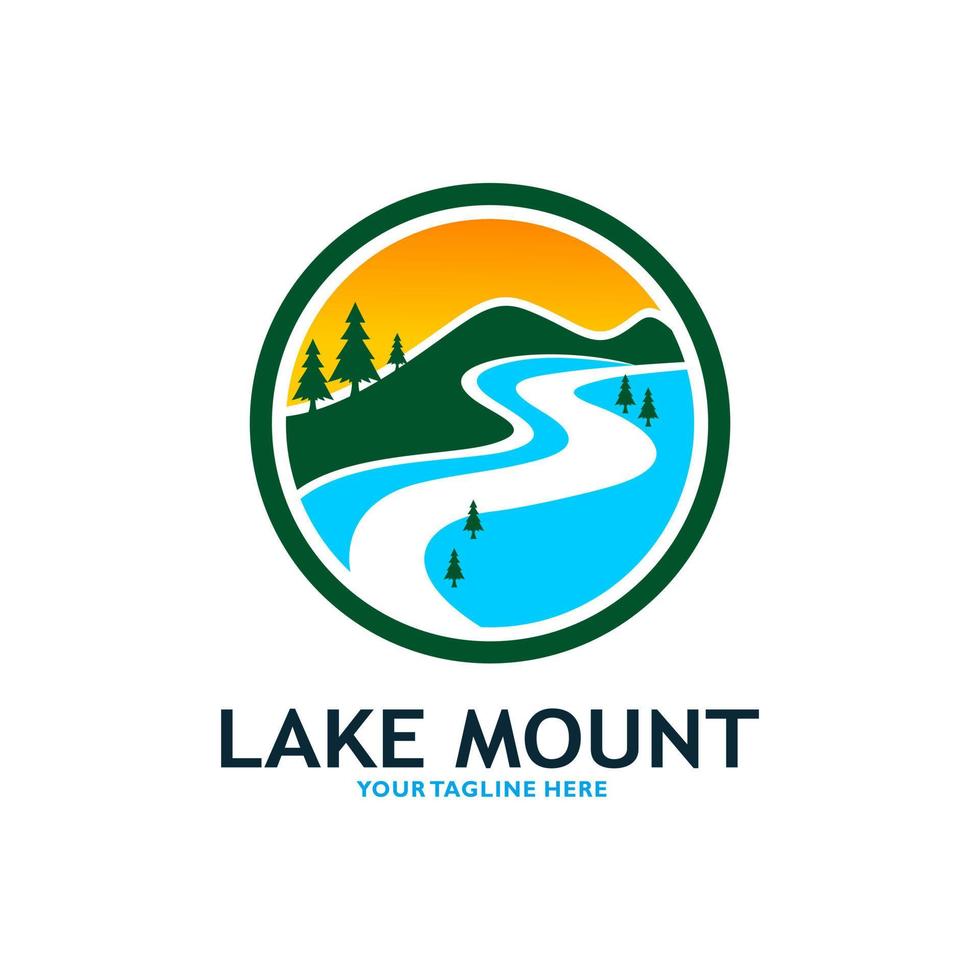 Mountain Lake Logo Nature Landscape Stock Vector illustration