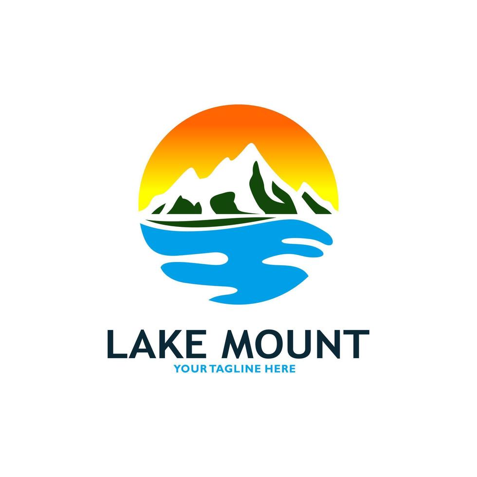 Mountain Lake Logo Nature Landscape Stock Vector illustration