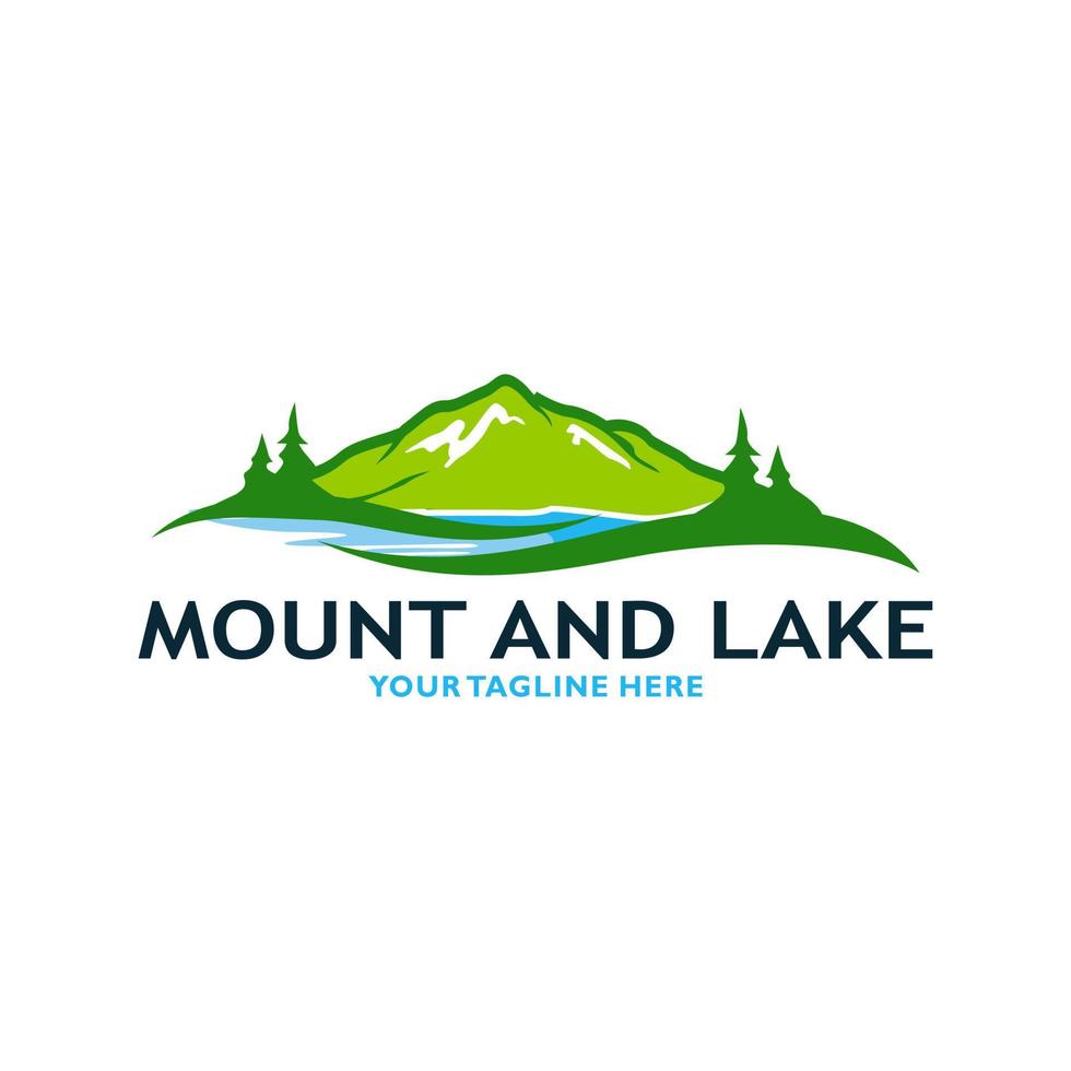 Mountain Lake Logo Nature Landscape Stock Vector illustration