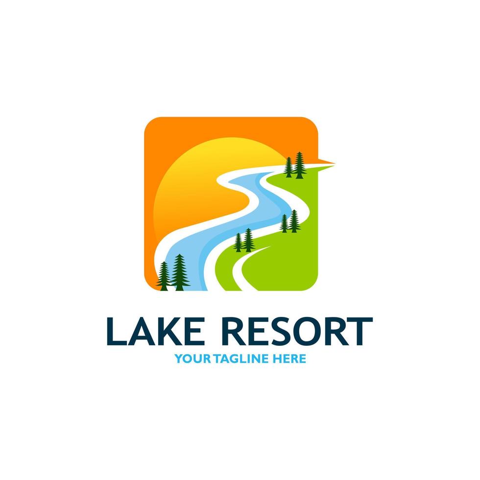 Mountain Lake Logo Nature Landscape Stock Vector illustration