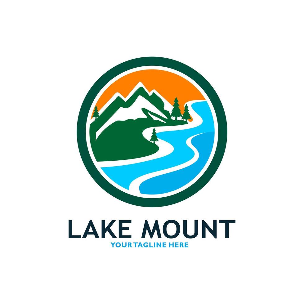 Mountain Lake Logo Nature Landscape Stock Vector illustration