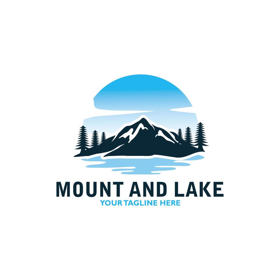 Mountain Lake Logo Nature Landscape Stock Vector illustration