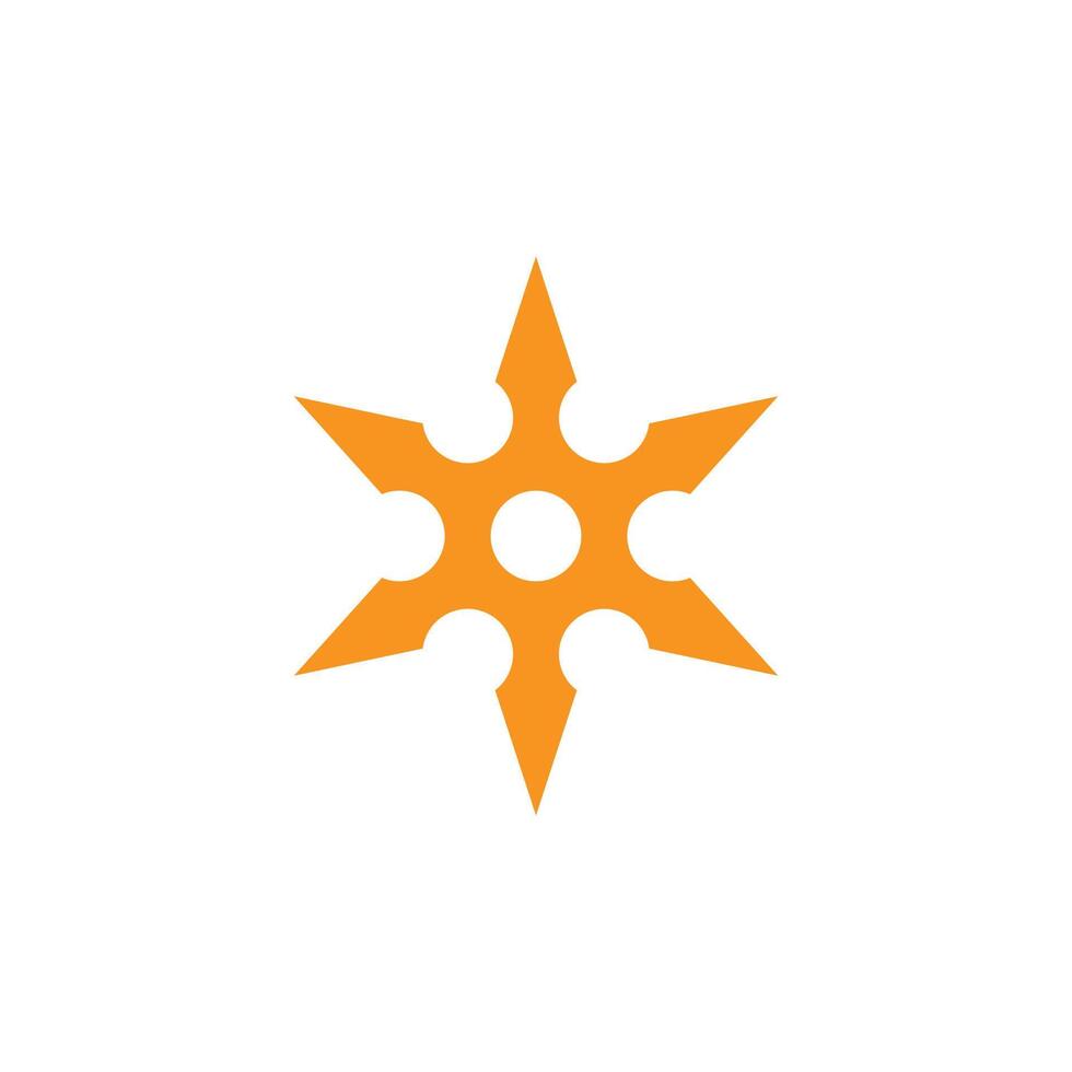 eps10 orange vector Ninja shuriken throwing star abstract icon isolated on white background. Metal shuriken symbol in a simple flat trendy modern style for your website design, logo, and mobile app