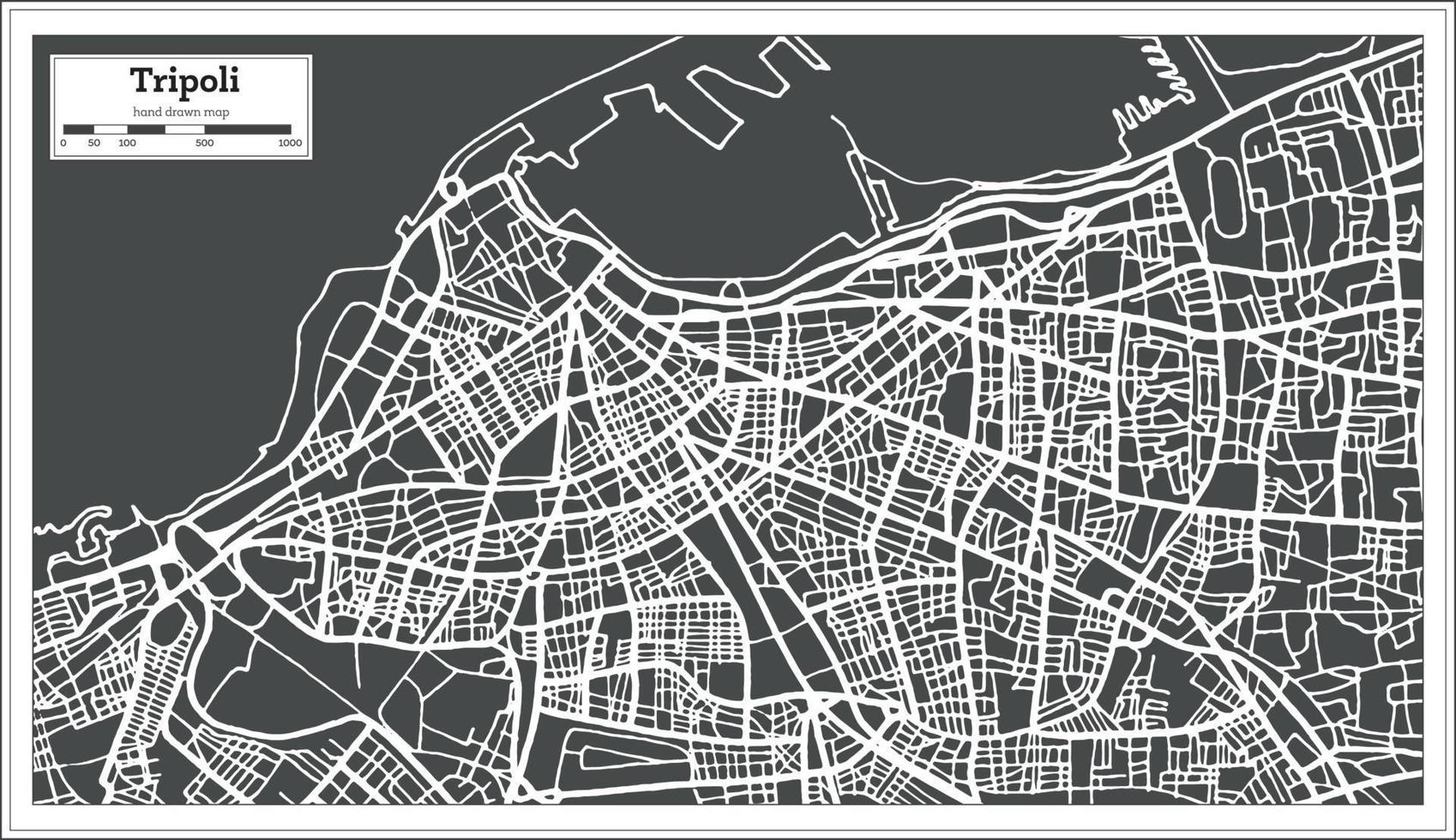 Tripoli Libya Map in Retro Style. vector